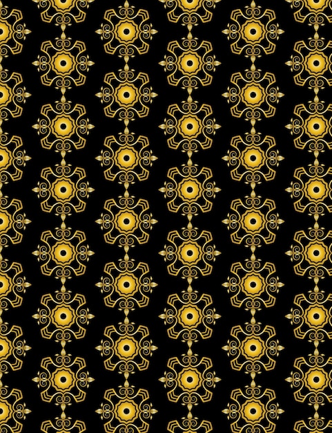 Golden floral ornament frame pattern background vector on dark black color