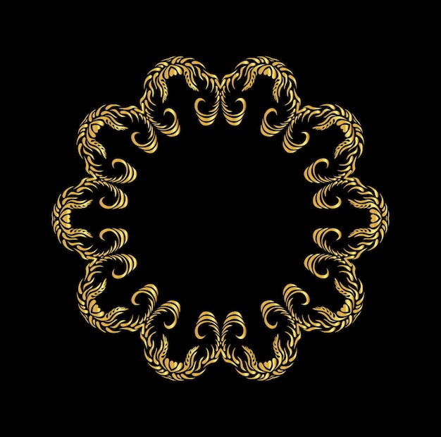 Golden floral pattern on black