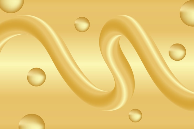 Vector golden fluid with bubble background design