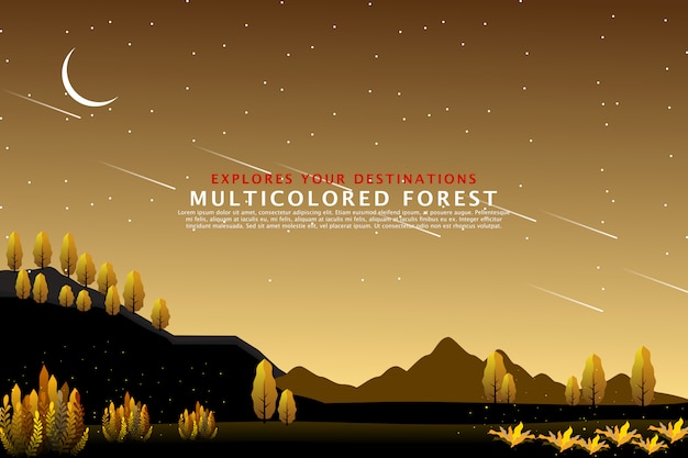 Golden forest landscape template