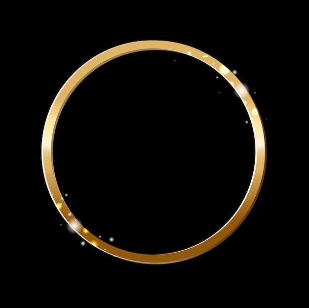 Golden Frame Ball Isolated Black background