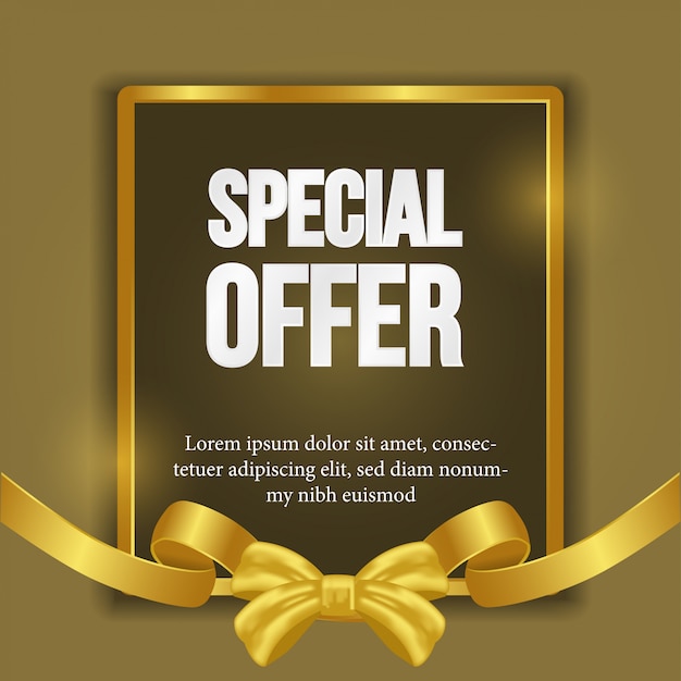 Golden Frame border and ribbon for special offer template