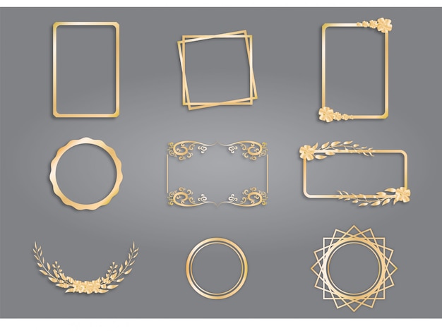 Golden frame design collection, vintage frame.