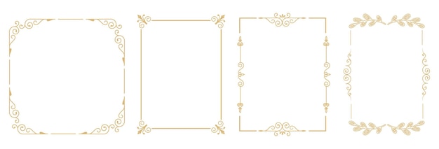 Golden frame floral border template set