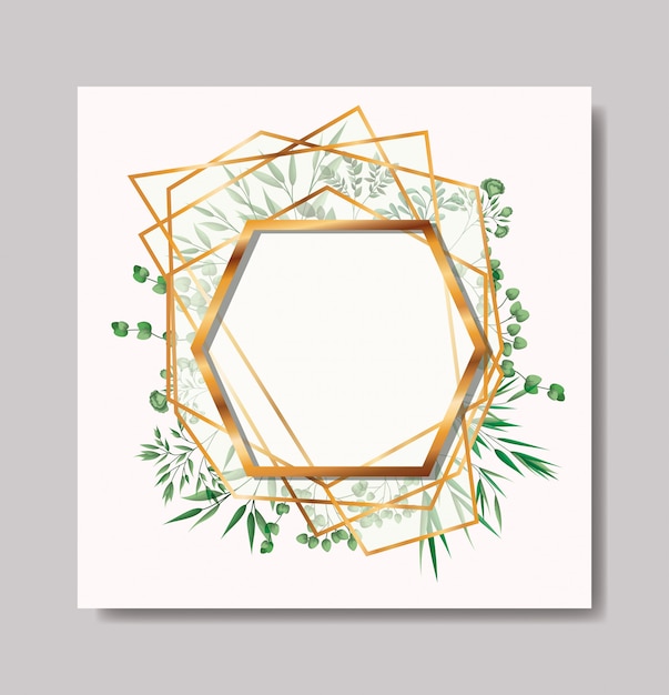 golden frame and leafs wreath