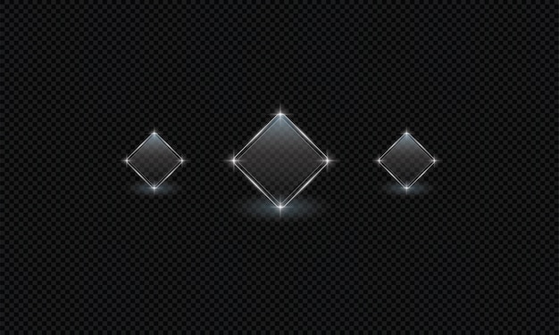 Vector golden frame shining rectangle light effect vector isolated on black transparent background