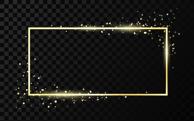 Vector golden frame template with glitter effect