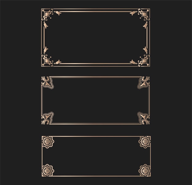 Vector golden frame with black background