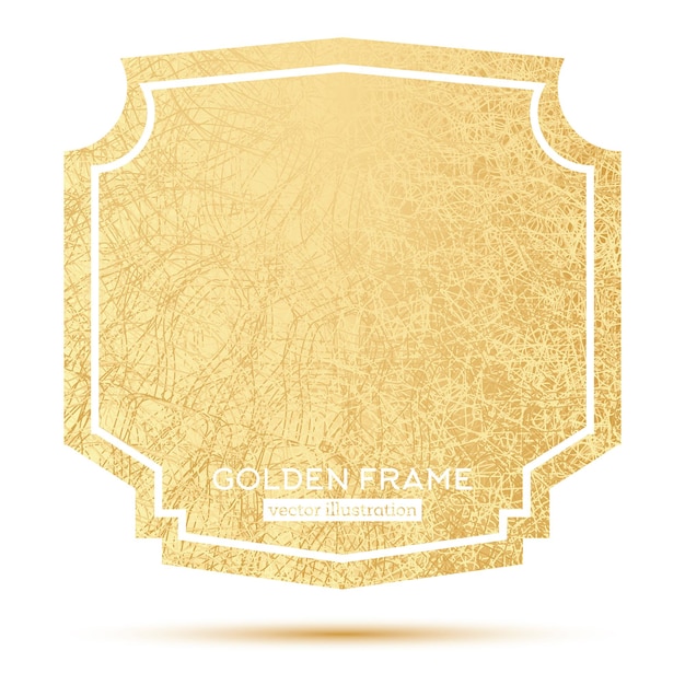 Golden frame with copy space isolated on white background. vector illustration.