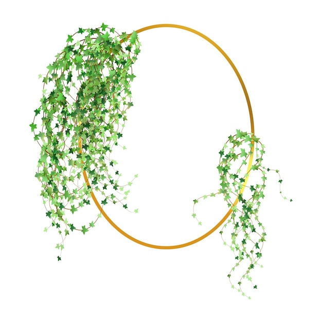 緑の枝とゴールデン フレーム葉 tvig と幾何学的なフレームと抽象的な招待状のデザインハーブのミニマルなベクトル フレーム緑の結婚式の正方形の招待状