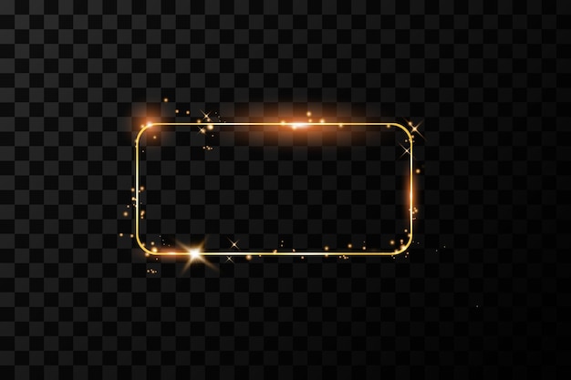 Golden frame with lights effects illustration