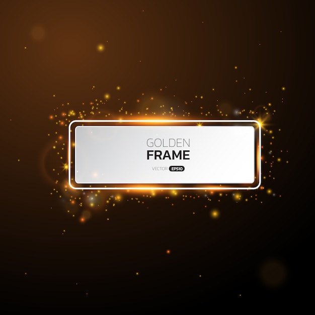 Golden frame with lights effects,shining luxury banner.