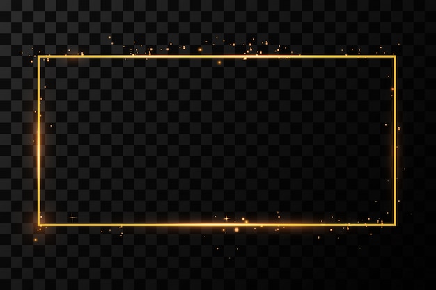 Vector golden frame with lights effects.