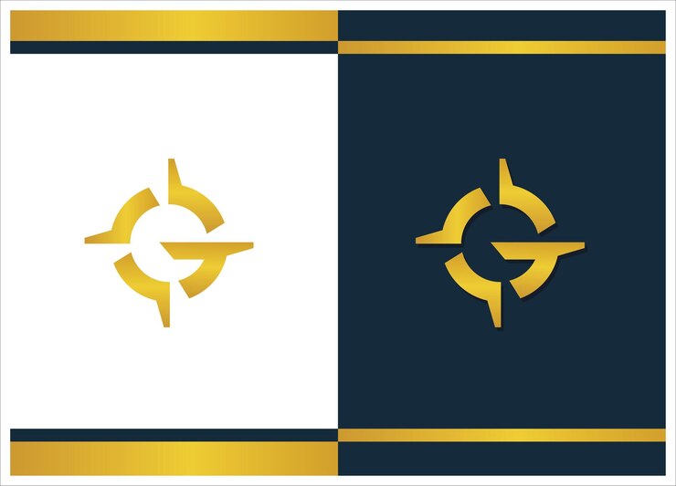 Golden G Compass logo brand design vector