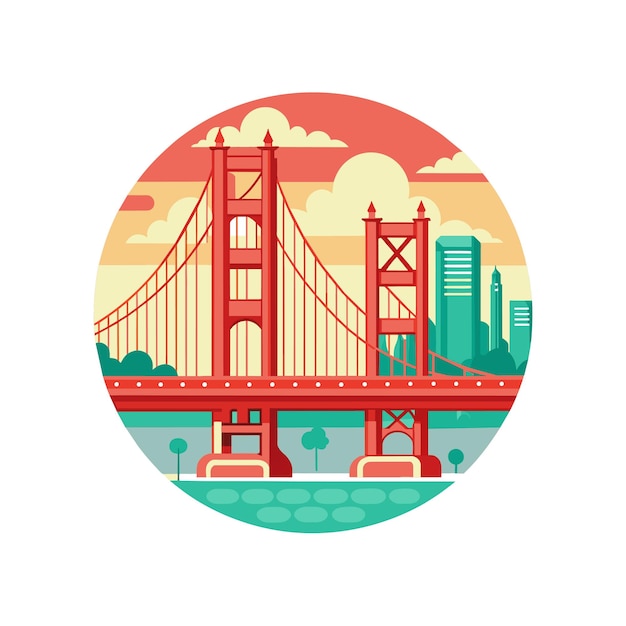 Vector golden gate bridge touristic attraction vector eps