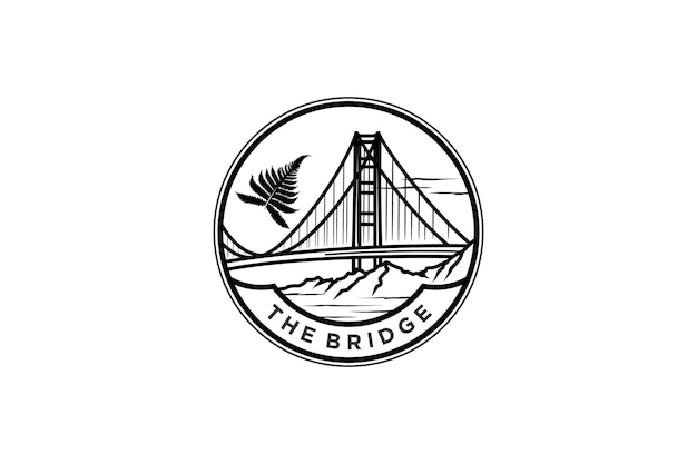 Vector golden gate vector logo silhouette suspension bridge design usa san francisco california landmark