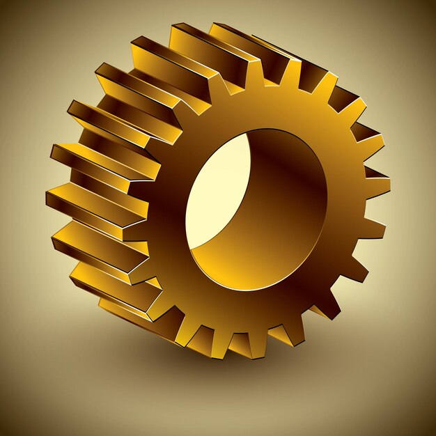 Golden gear 3d vector icon eps 10