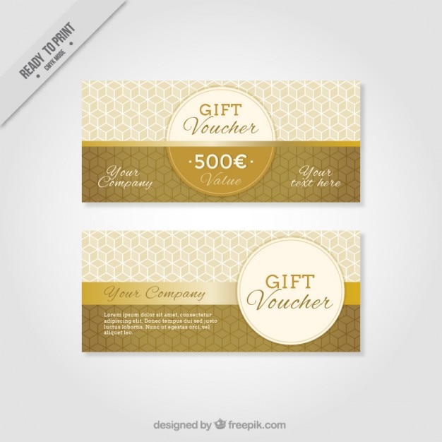 Golden geometric gift voucher set