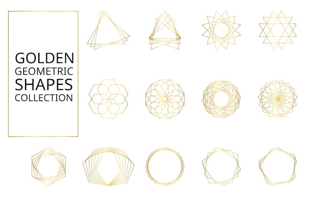 Golden geometric shapes collection