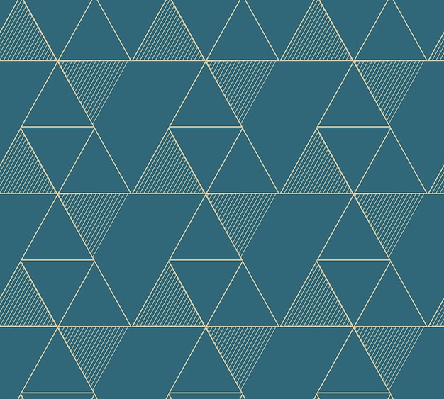 Motivi senza cuciture vettoriali geometrici dorati linee dorate triangoli e rombi su sfondo verde smeraldo illustrazioni moderne per sfondi volantini copertine banner decorazioni minimaliste