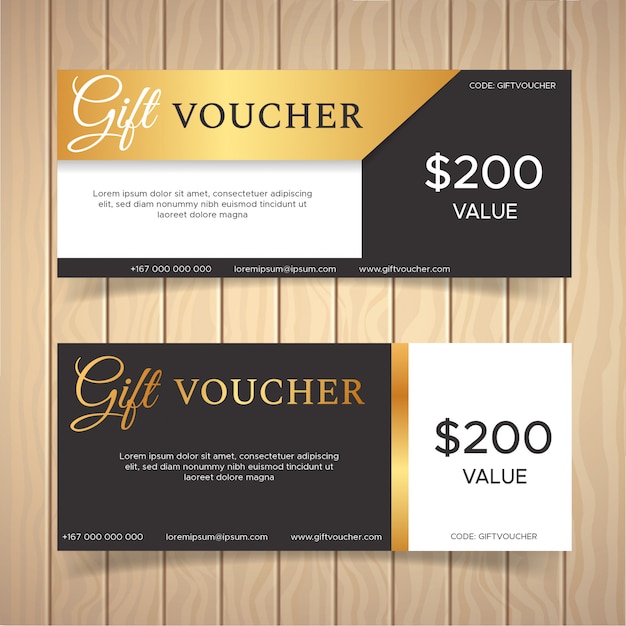 Golden gift voucher template design