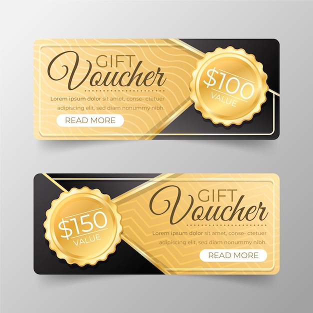 Vector golden gift voucher template