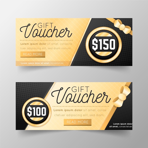 Vector golden gift voucher template