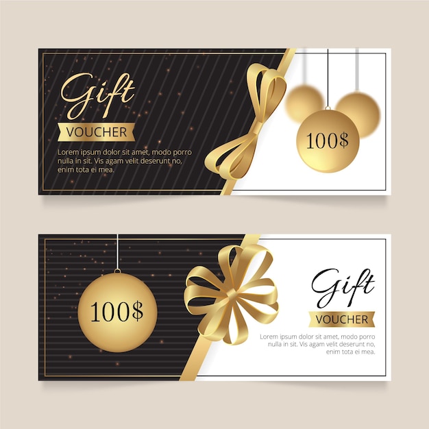 Vector golden gift voucher template