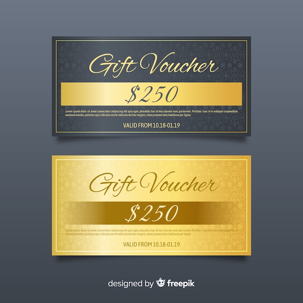 Vector golden gift voucher