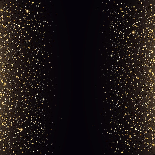 Golden glitter background yellow dust bokeh effect abstract falling golden lights and stars