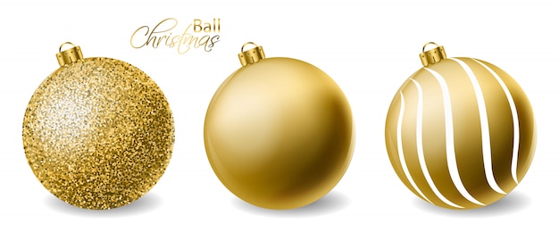 Vector golden glitter christmas balls