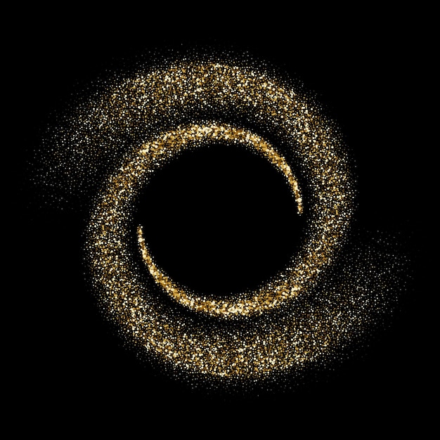 Vector golden glitter circle twirl of sparkling particles