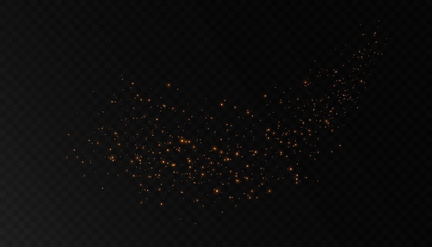 Golden glitter of light Defocused particles Isolated on black Overlay Vector 10 eps