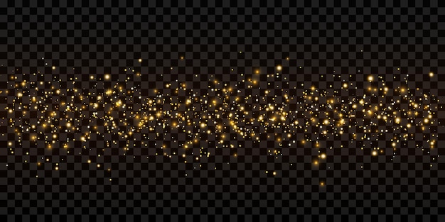Golden glitter line particles stars magic sparkles Isolated glow flare light effect