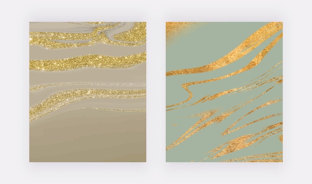 Golden glitter liquid marble wall art prints