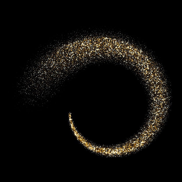 Golden glitter particles sparkling circle twirl