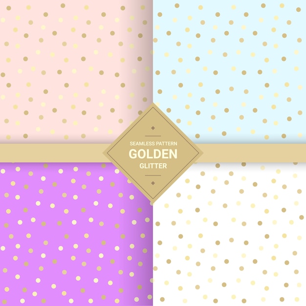 Golden glitter seamless pattern on pastel background