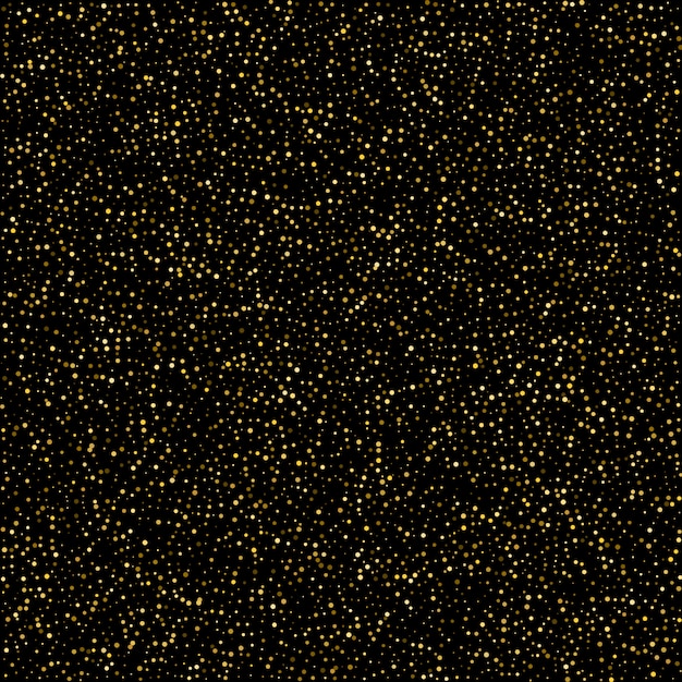 Golden glitter sparkle bubbles champagne particles stars on blac