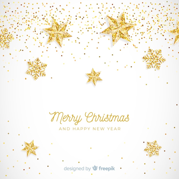 Vector golden glitter stars christmas background