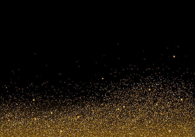 Golden glitter texture on black background