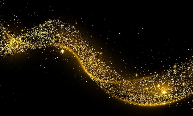 Golden glitter wave of comet trace.