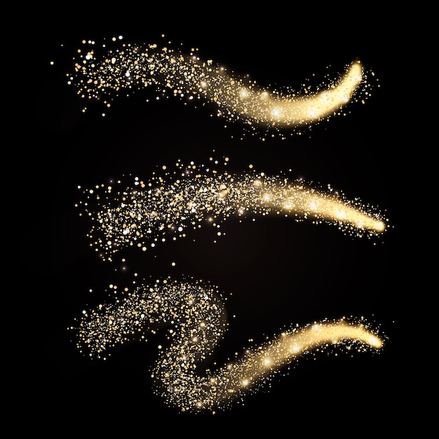 Vector golden glitter wave set