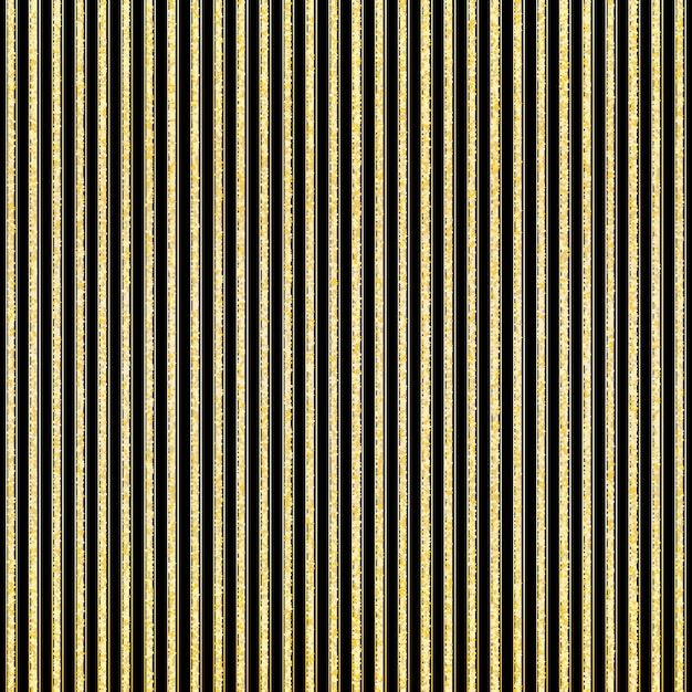 Vector golden glittering striped pattern. vertical gold stripes. black background.