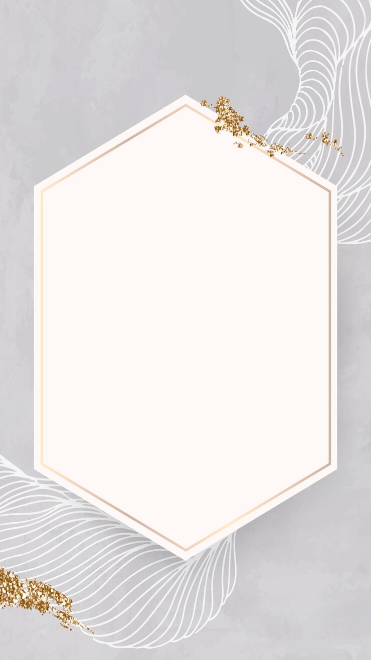 Vector golden glittery hexagon frame mobile phone wallpaper vector