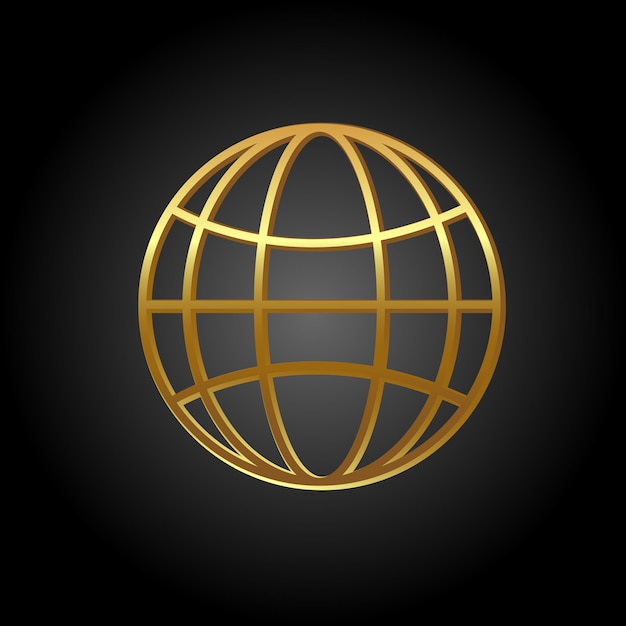 Золотой глобус логотип вектор значок глобуса