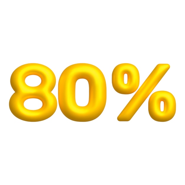 Golden glossy 80 percent discount vector icon. 3d vector realistic design element