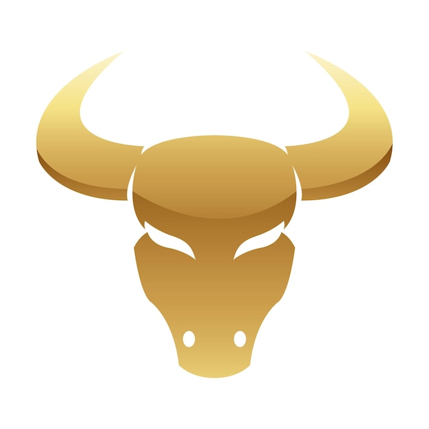 Golden Glossy Bull Icon on a White Background