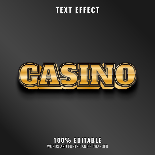 Golden glossy casino text effect