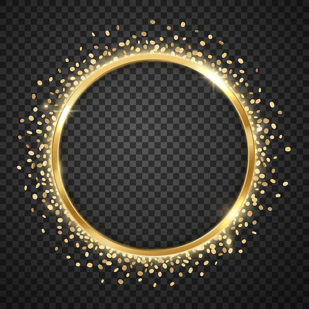 golden glossy festive round frame realistic vector illustration design element gold glitter