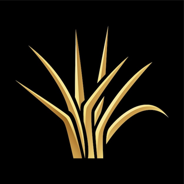 Golden Glossy Grass on a Black Background